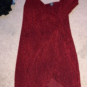 Lily Rose Red Embellished Ruffled Mini Dress